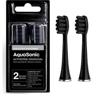 LOT OF 4 2-pk Aquasonic Tooth Brush Heads Activated Charcoal Replacement